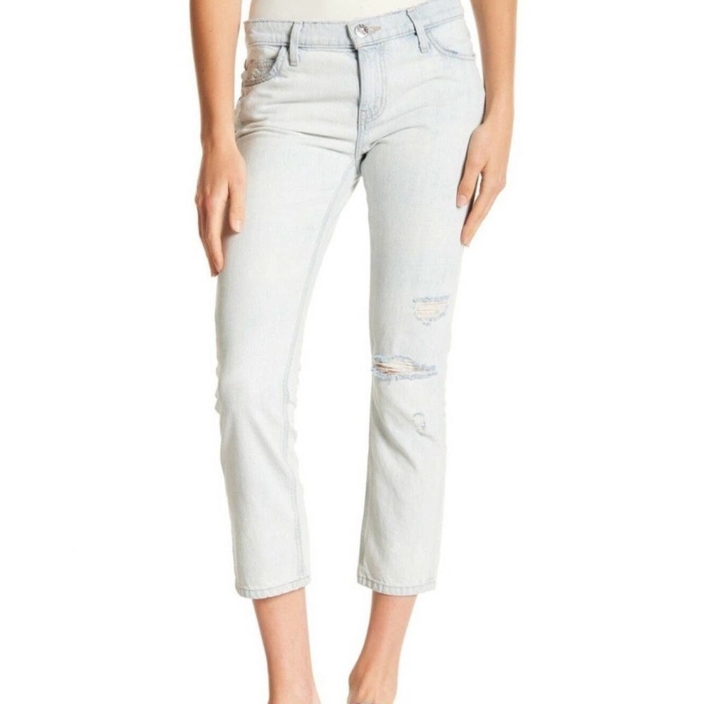 Current/Elliott The Cropped Straight Jeans in Channon Destroy Size 27